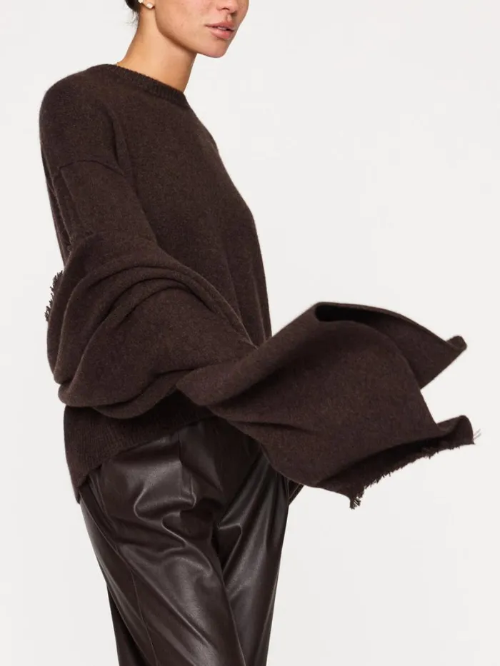 Shop Brochu Walker Scarves and Gloves The Cashmere Fringe Wrap Carob Mlange