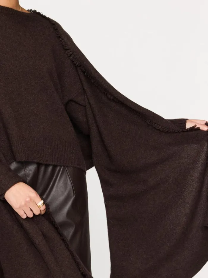 Shop Brochu Walker Scarves and Gloves The Cashmere Fringe Wrap Carob Mlange
