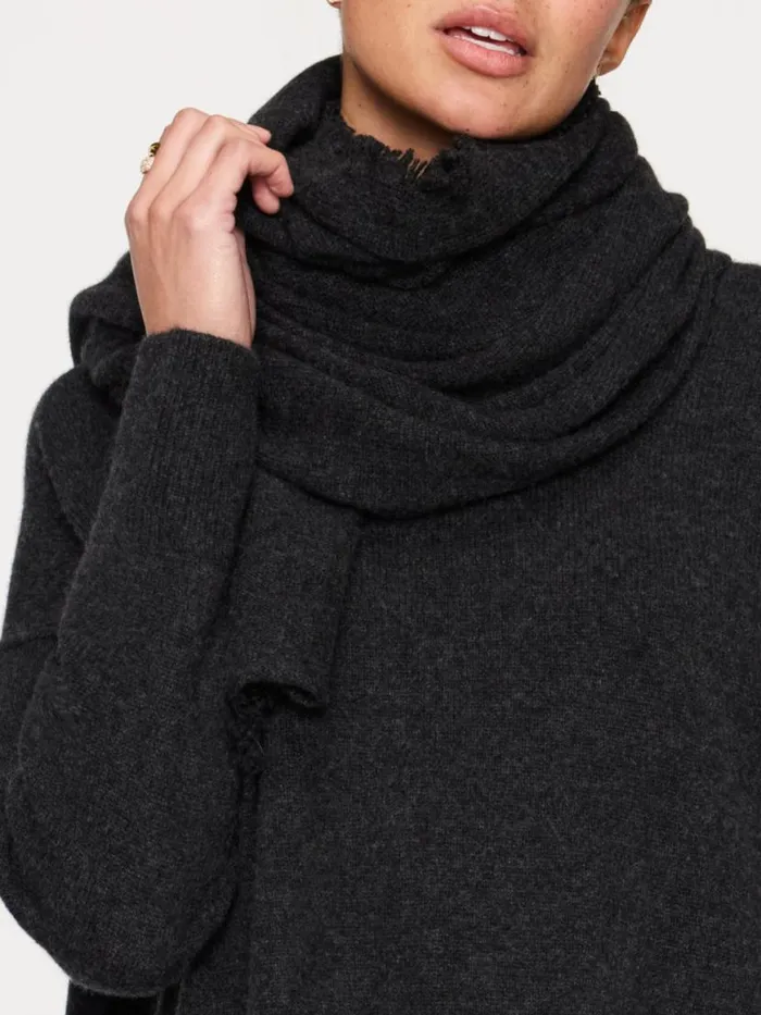 Shop Brochu Walker Scarves and Gloves The Cashmere Fringe Wrap Dk Charcoal