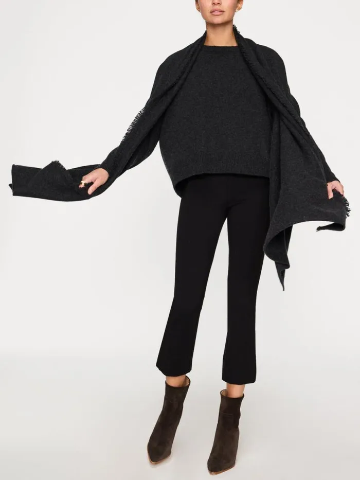 Shop Brochu Walker Scarves and Gloves The Cashmere Fringe Wrap Dk Charcoal