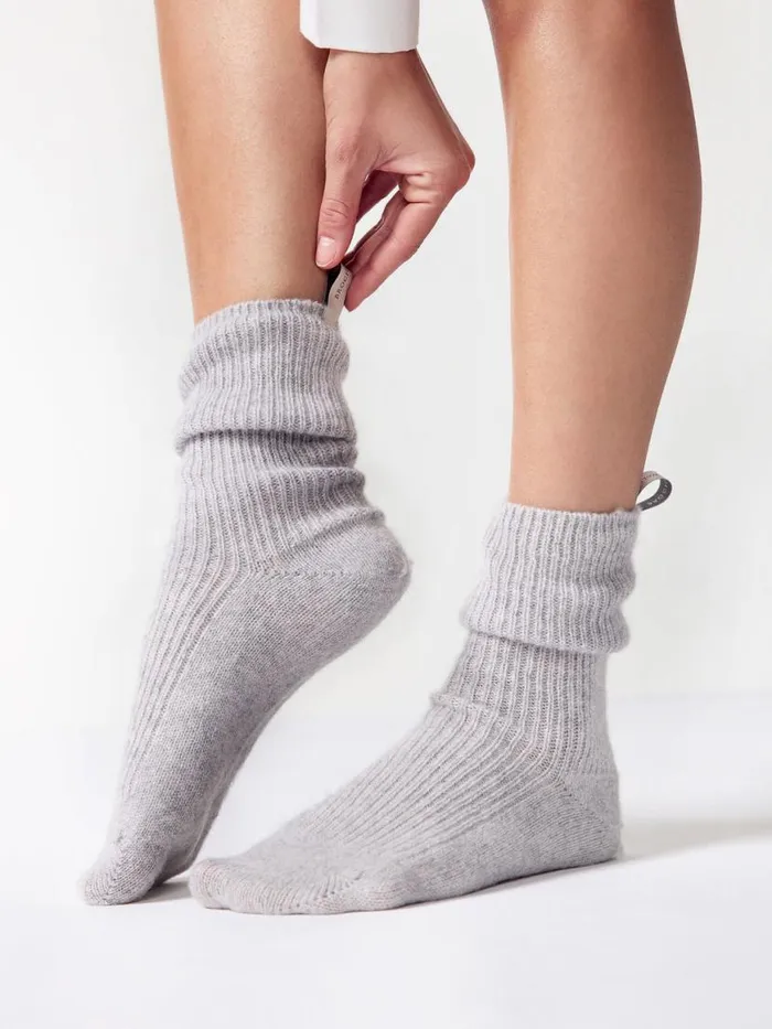 Shop Brochu Walker Shoes The Ribbed Cashmere Socks Heather Grey