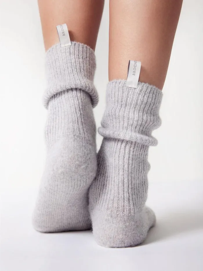 Shop Brochu Walker Shoes The Ribbed Cashmere Socks Heather Grey