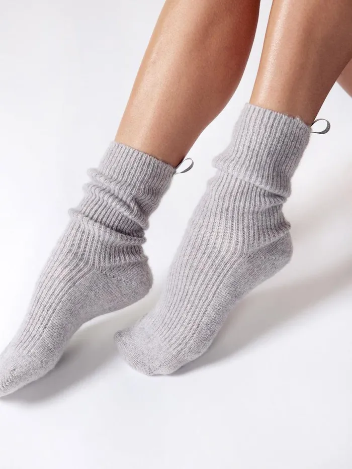 Shop Brochu Walker Shoes The Ribbed Cashmere Socks Heather Grey