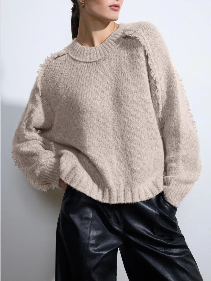 Shop Brochu Walker Sweaters The Aimee Fringe Crew Dusk Mlange