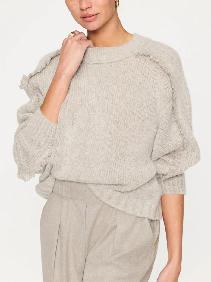 Shop Brochu Walker Sweaters The Aimee Fringe Crew Dusk Mlange