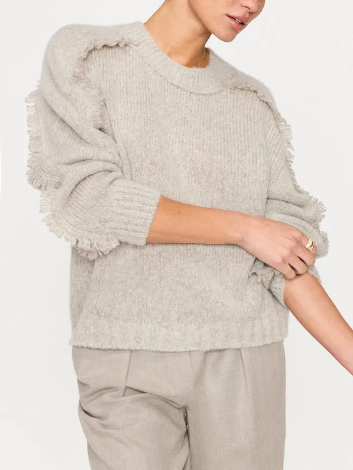 Shop Brochu Walker Sweaters The Aimee Fringe Crew Dusk Mlange
