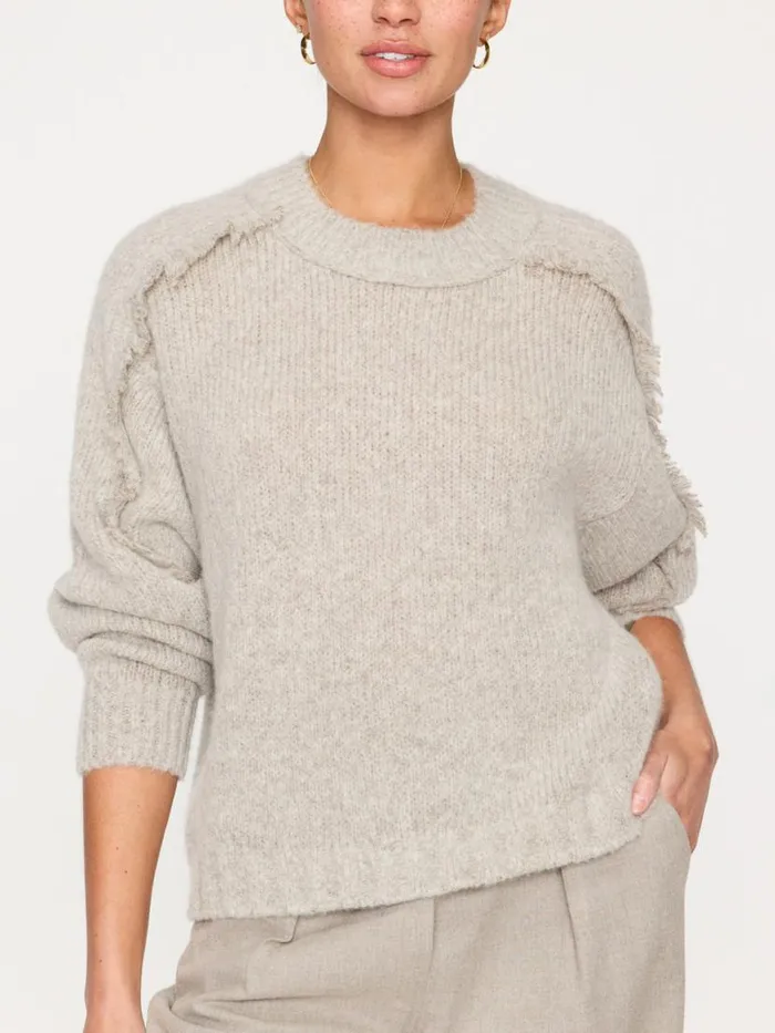 Shop Brochu Walker Sweaters The Aimee Fringe Crew Dusk Mlange