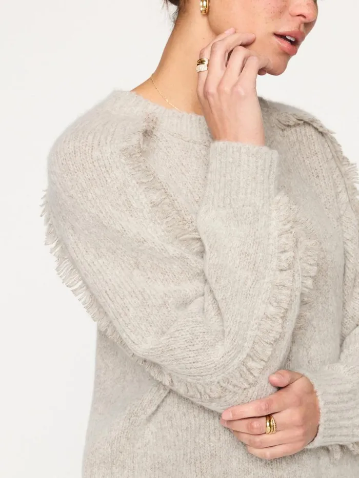 Shop Brochu Walker Sweaters The Aimee Fringe Crew Dusk Mlange