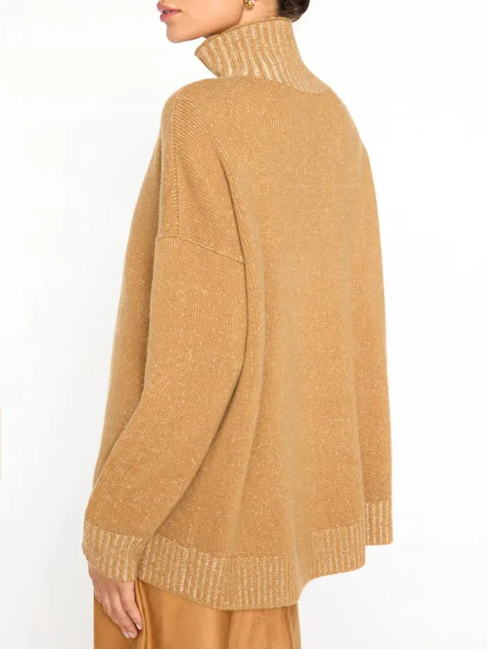 Shop Brochu Walker Sweaters The Ana Turtleneck Camel Plaited Combo