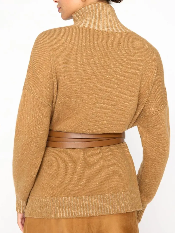 Shop Brochu Walker Sweaters The Ana Turtleneck Camel Plaited Combo