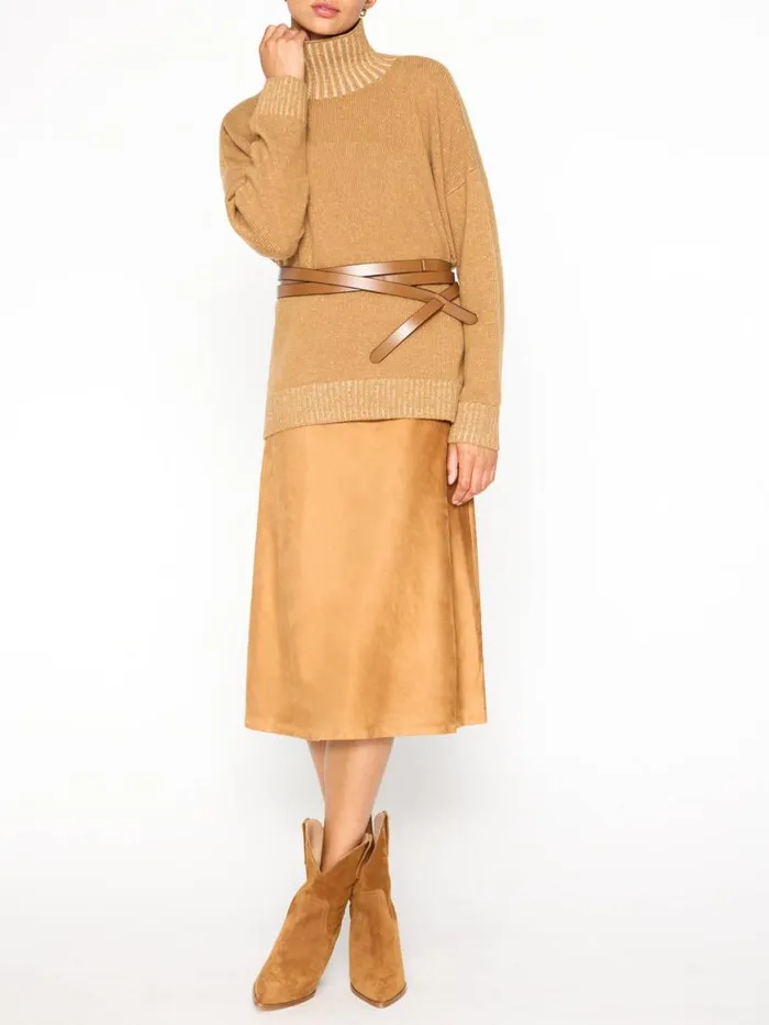 Shop Brochu Walker Sweaters The Ana Turtleneck Camel Plaited Combo