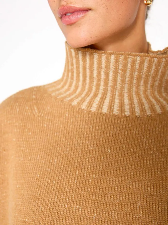 Shop Brochu Walker Sweaters The Ana Turtleneck Camel Plaited Combo