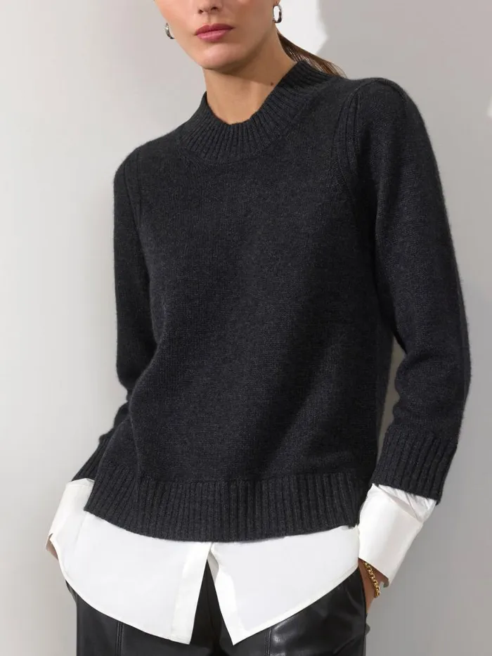 Shop Brochu Walker Sweaters The Eton Layered Crew Looker Dark Charcoal With White Underlayer Shop Brochu Walker Sweaters The Eton Layered Crew Looker Dark Charcoal With White Underlayer