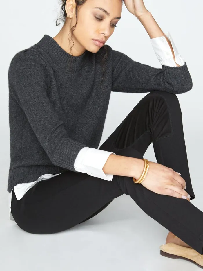 Shop Brochu Walker Sweaters The Eton Layered Crew Looker Dark Charcoal With White Underlayer