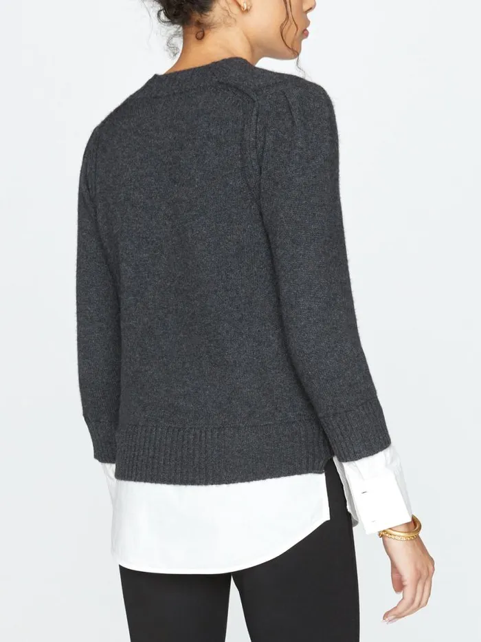 Shop Brochu Walker Sweaters The Eton Layered Crew Looker Dark Charcoal With White Underlayer