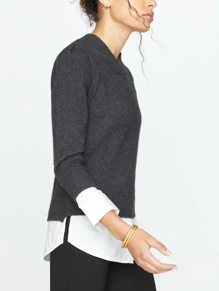 Shop Brochu Walker Sweaters The Eton Layered Crew Looker Dark Charcoal With White Underlayer