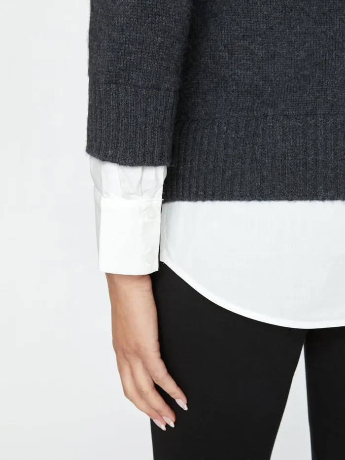 Shop Brochu Walker Sweaters The Eton Layered Crew Looker Dark Charcoal With White Underlayer