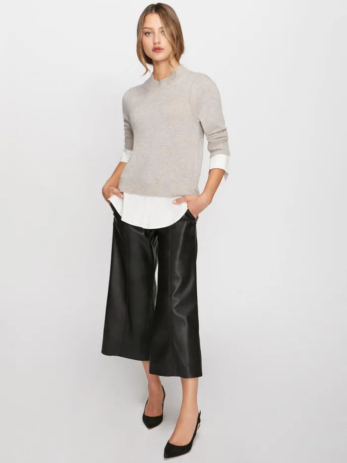 Shop Brochu Walker Sweaters The Eton Layered Crew Looker Light Chia Melange With White Underlayer