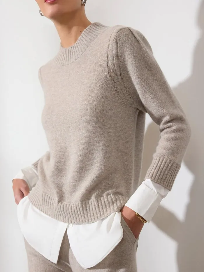 Shop Brochu Walker Sweaters The Eton Layered Crew Looker Light Chia Melange With White Underlayer