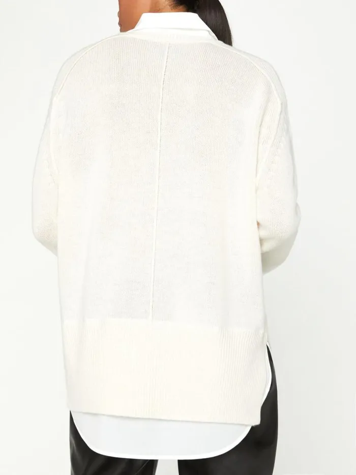 Shop Brochu Walker Sweaters The Looker Layered VNeck Almond With White Underlayer