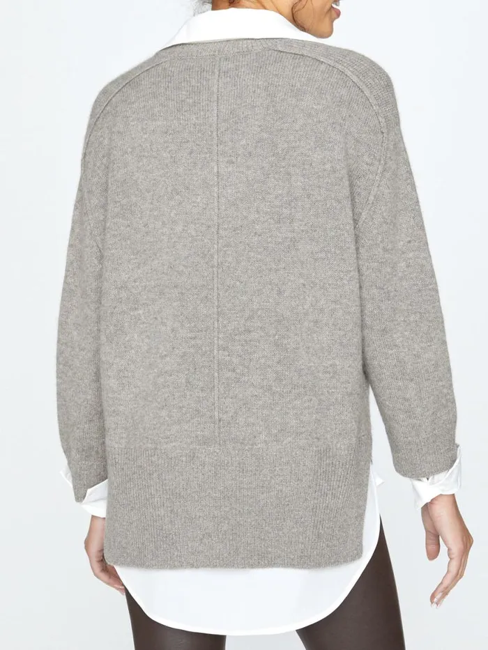 Shop Brochu Walker Sweaters The Looker Layered VNeck Otter Melange With White Underlayer