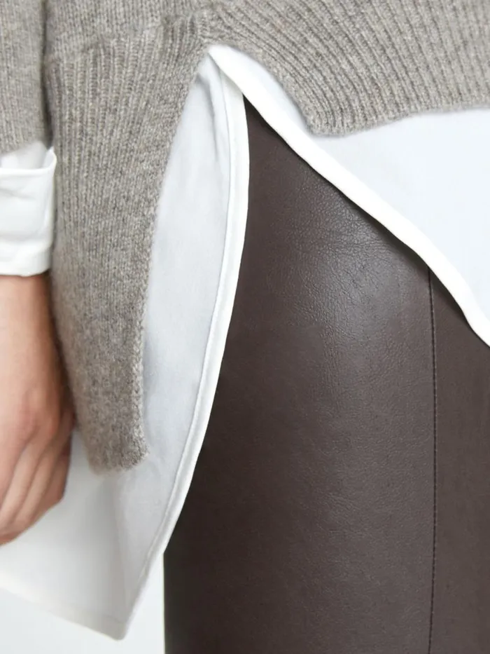 Shop Brochu Walker Sweaters The Looker Layered VNeck Otter Melange With White Underlayer