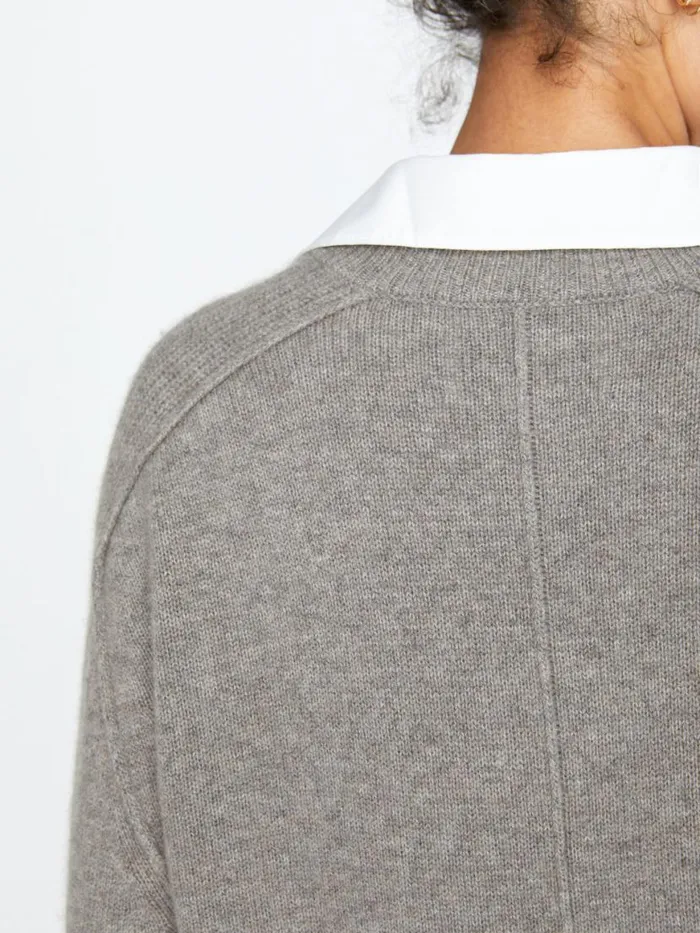Shop Brochu Walker Sweaters The Looker Layered VNeck Otter Melange With White Underlayer