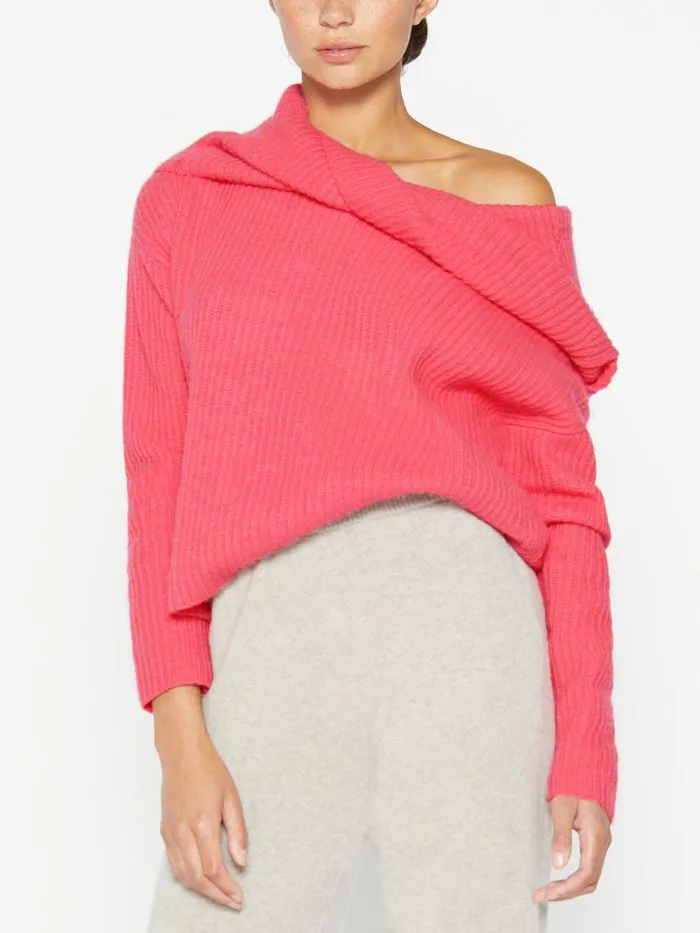 Shop Brochu Walker Sweaters The Riser Reversible Off Shoulder Nuevo Pink