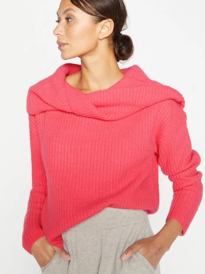 Shop Brochu Walker Sweaters The Riser Reversible Off Shoulder Nuevo Pink