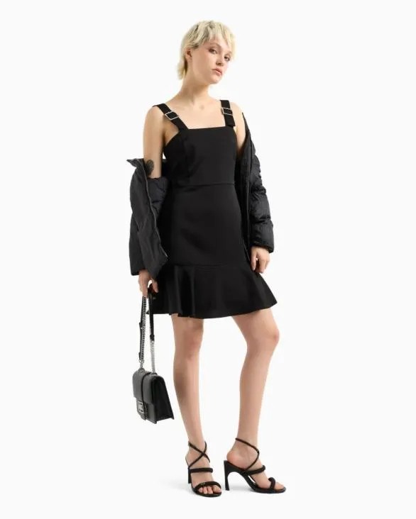 Short Dress In Matte Satin Fabric Black Women Armani Dresses And Jumpsuits Short Dress In Matte Satin Fabric Black Women Armani Dresses And Jumpsuits