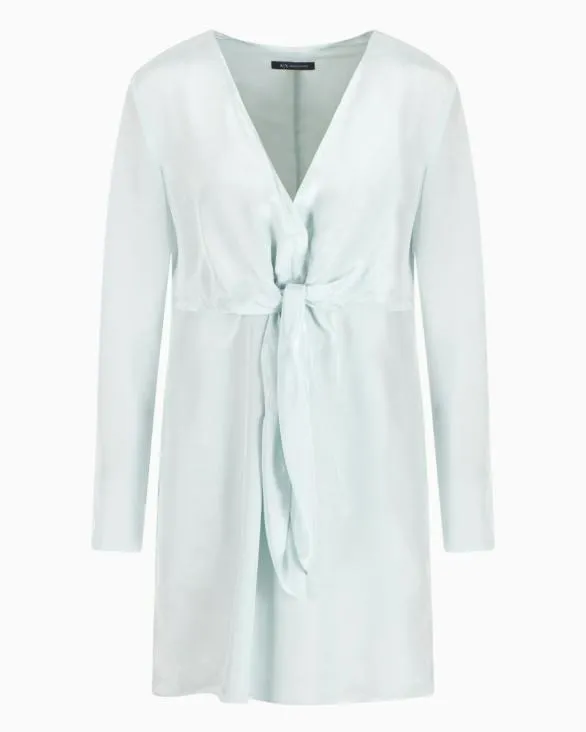 Short Viscose Dress With Bow Lightblue Women Armani Dresses And Jumpsuits