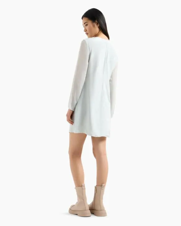 Short Viscose Dress With Bow Lightblue Women Armani Dresses And Jumpsuits Short Viscose Dress With Bow Lightblue Women Armani Dresses And Jumpsuits