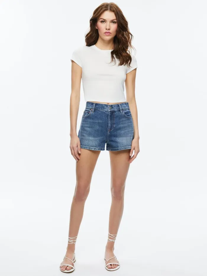 Shorts Women Alice Olivia ERNIE LOW RISE BUCKLEBACK SHORT Brooklyn Blue