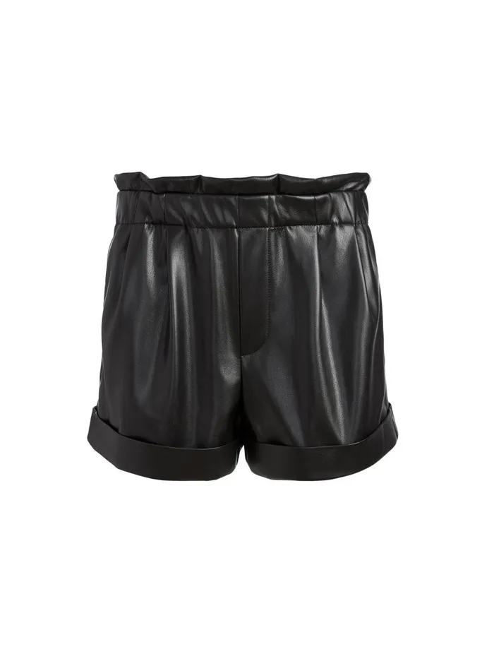 Shorts Women Alice Olivia REAGAN VEGAN LEATHER PAPERBAG SHORT Black