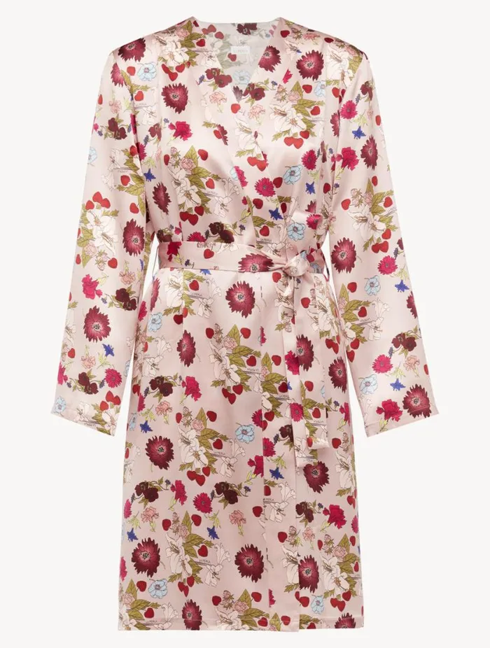 Silk Floral Print Short Robe Sleepwear La Perla Robes