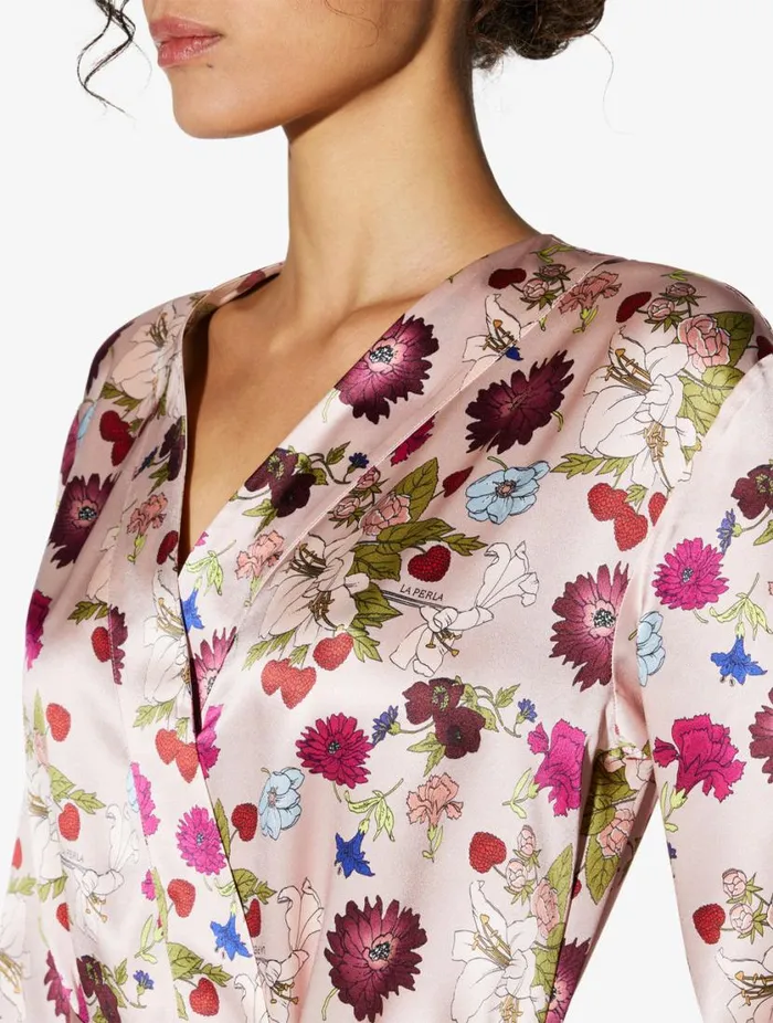 Silk Floral Print Short Robe Sleepwear La Perla Robes
