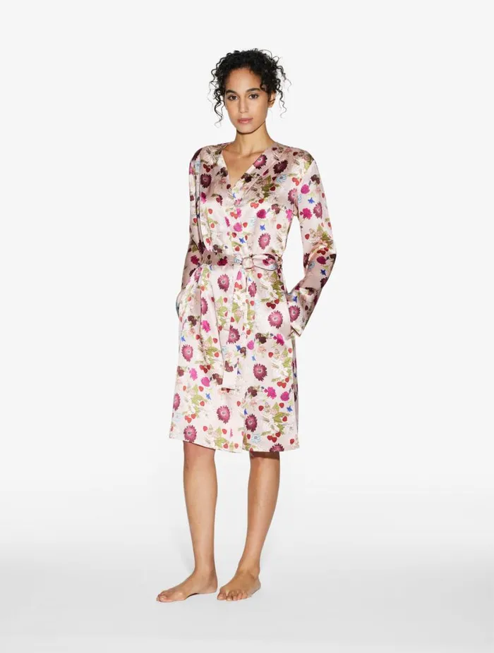 Silk Floral Print Short Robe Sleepwear La Perla Robes