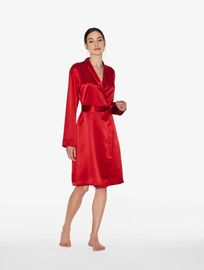 Silk Short Robe In Garnet Sleepwear La Perla Robes
