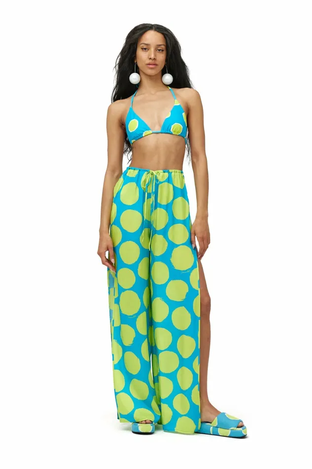 Simon Miller Prints Women Flash Pant Suburban Blue Valley Green Dot Print Simon Miller Prints Women Flash Pant Suburban Blue Valley Green Dot Print