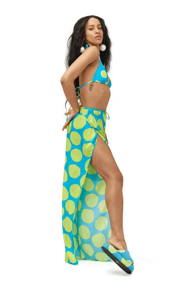 Simon Miller Swim Women Flash Pant Suburban Blue Valley Green Dot Print
