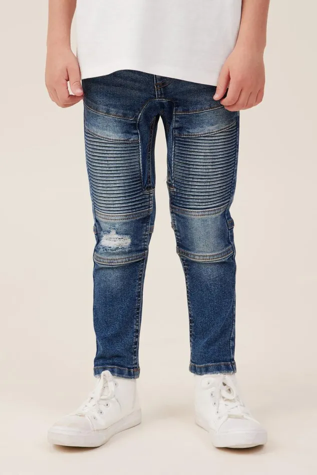 Skinny Fit Moto Jean Sorrento Dark Blue Boys Cotton On Pants and Jeans