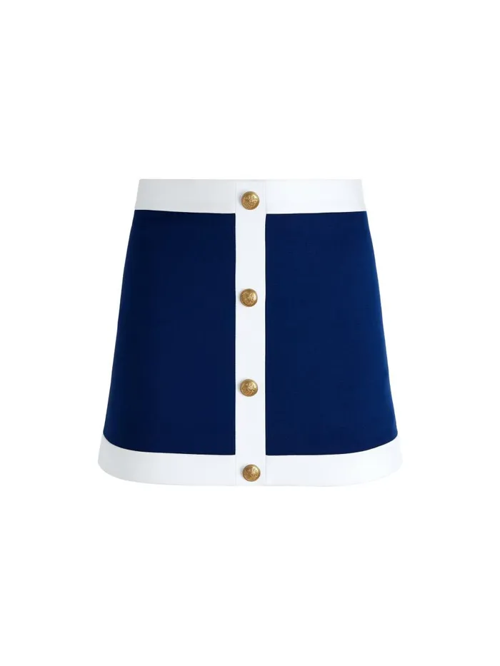 Skirts Women Alice Olivia COLTON COLORBLOCK BUTTON FRONT MINI SKIRT Indigooff White