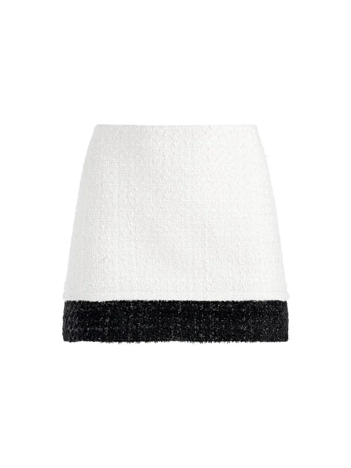 Skirts Women Alice Olivia ECENIA LAYERED MINI SKIRT Off Whiteblack