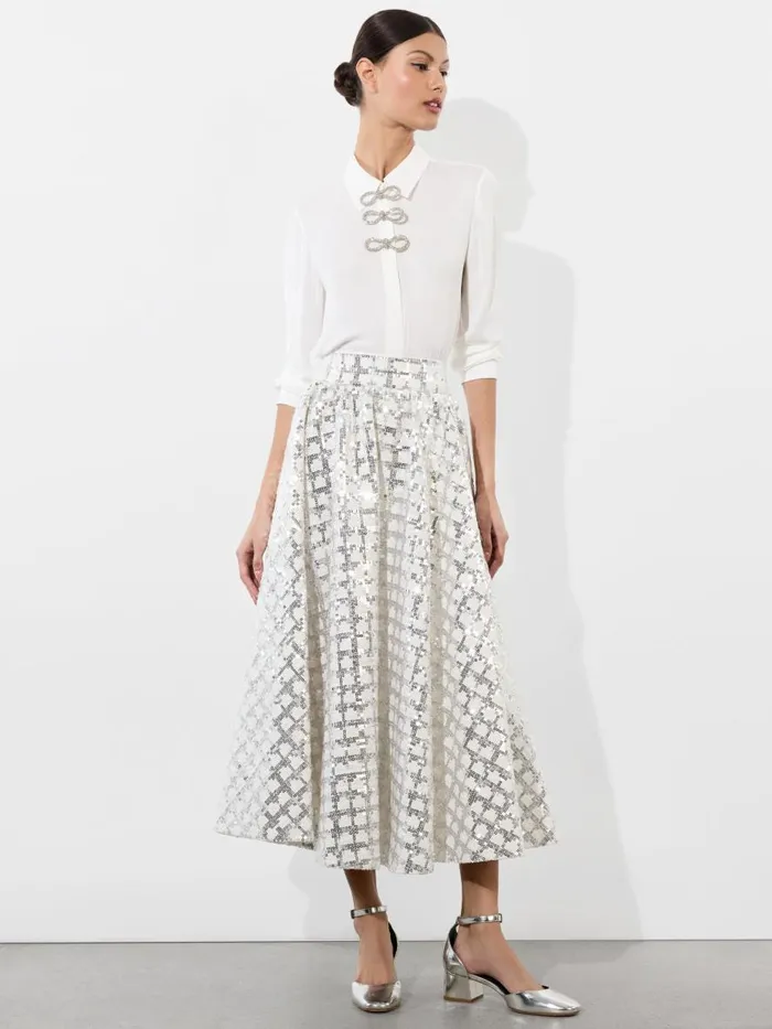 Skirts Women Alice Olivia NILDA VOLUMINOUS SKIRT Off White
