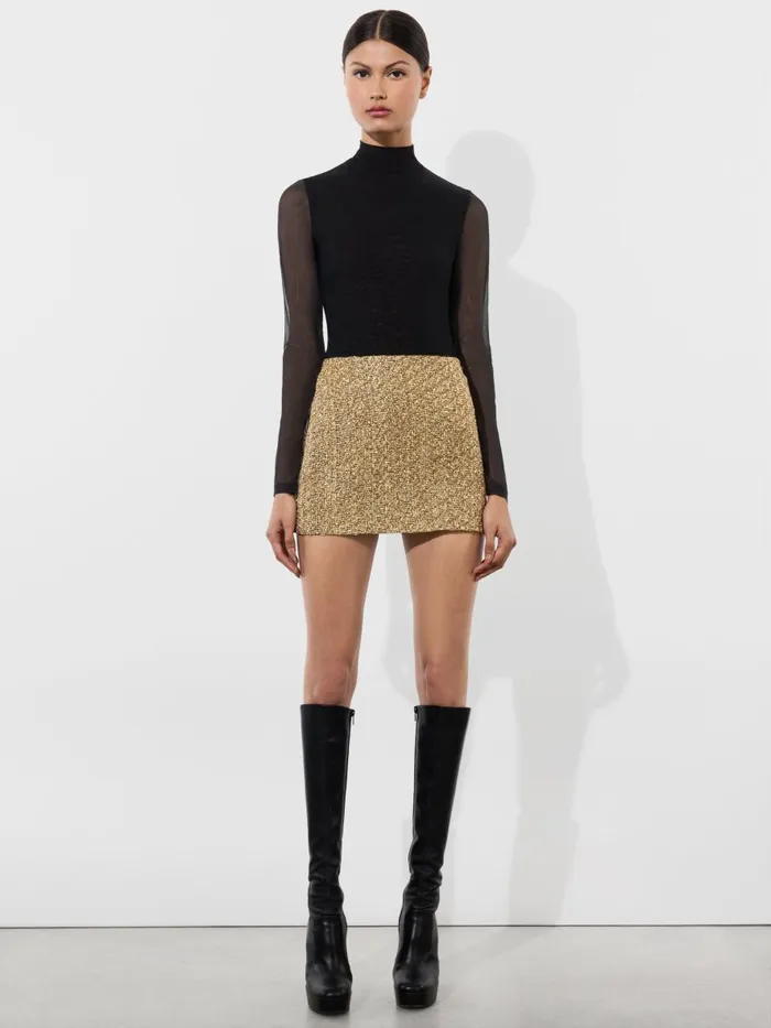 Skirts Women Alice Olivia RUBI LOW RISE MICRO SKIRT Gold