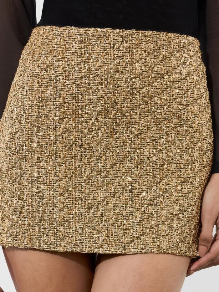 Skirts Women Alice Olivia RUBI LOW RISE MICRO SKIRT Gold