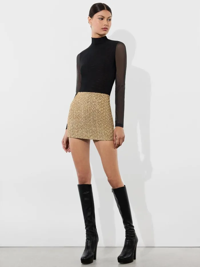 Skirts Women Alice Olivia RUBI LOW RISE MICRO SKIRT Gold