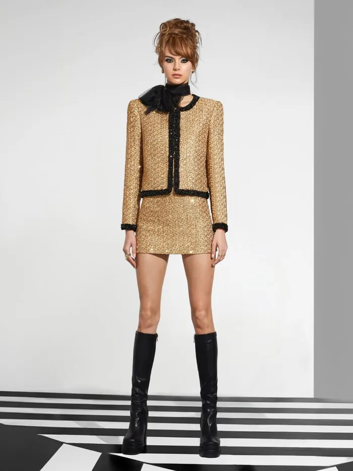 Skirts Women Alice Olivia RUBI LOW RISE MICRO SKIRT Gold
