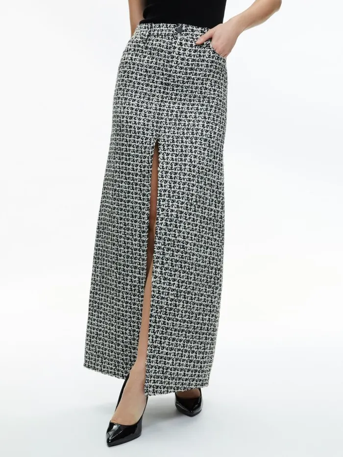Skirts Women Alice Olivia RYE TWEED MAXI SKIRT Blackoff White