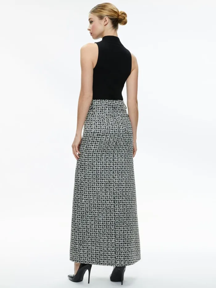 Skirts Women Alice Olivia RYE TWEED MAXI SKIRT Blackoff White